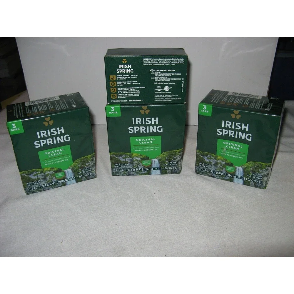 Irish Spring Deodorant Soap Bar Original Clean with Flaxseed Oil 10 Bars NEW
